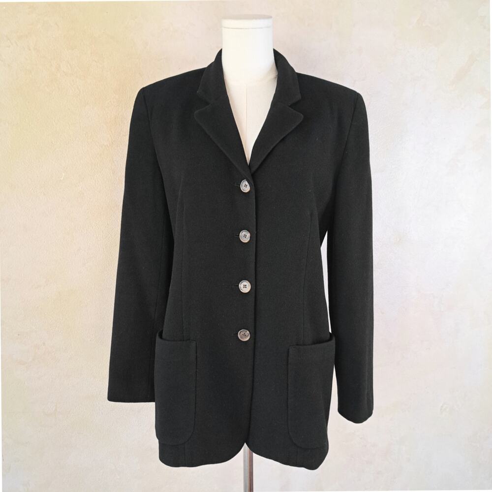 Vintage Ann Taylor Wool Cashmere Angora Blazer Coat Jacket Women Size 4 Black